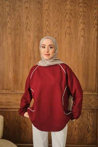Çizgi Detay Tunik Bordo