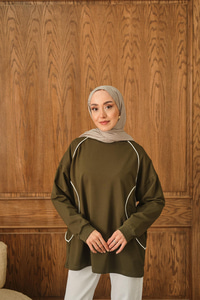 Çizgi Detay Tunik Koyu Yeşil