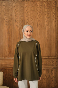 Çizgi Detay Tunik Koyu Yeşil