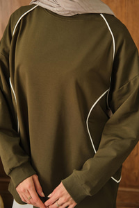 Çizgi Detay Tunik Koyu Yeşil