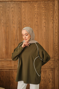 Çizgi Detay Tunik Koyu Yeşil