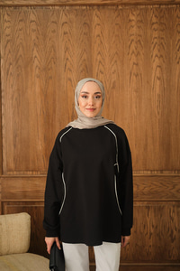 Çizgi Detay Tunik Siyah