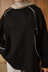 Çizgi Detay Tunik Siyah