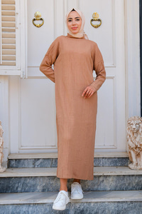 CIZGI DETAYLI TRIKO ELBISE  VIZON