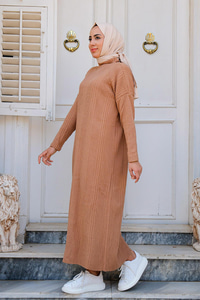 CIZGI DETAYLI TRIKO ELBISE  VIZON