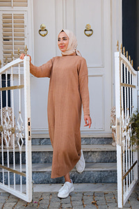 CIZGI DETAYLI TRIKO ELBISE  VIZON