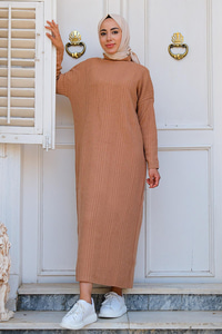 CIZGI DETAYLI TRIKO ELBISE  VIZON