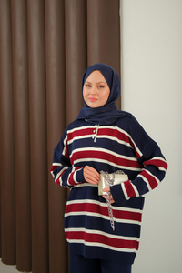 Çizgi Düğme Detay Takım Lacivert