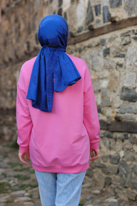 Çizgili Arma Detay Tunik Pembe