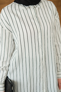 Çizgili Basic Gömlek Beyaz