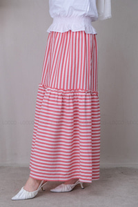 Uygun Fiyatlı CIZGILI GOFRE ETEK KIRMIZI | Loccomoda.com 