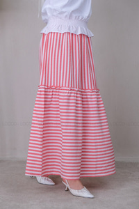 Uygun Fiyatlı CIZGILI GOFRE ETEK KIRMIZI | Loccomoda.com 