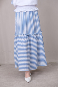 Uygun Fiyatlı CIZGILI GOFRE ETEK MAVI | Loccomoda.com 