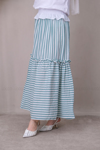 Uygun Fiyatlı CIZGILI GOFRE ETEK YESIL | Loccomoda.com 