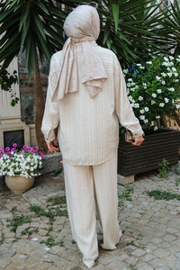 Çizgili Gömlek Bej