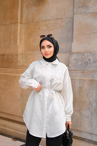 Çizgili Gömlek Beyaz