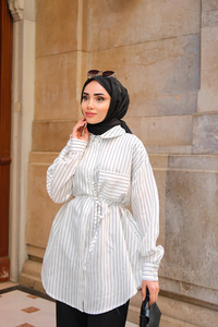 Çizgili Gömlek Beyaz