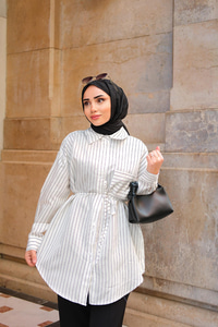 Çizgili Gömlek Beyaz