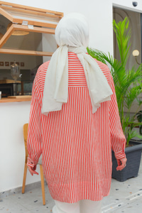 Çizgili Gömlek Kırmızı