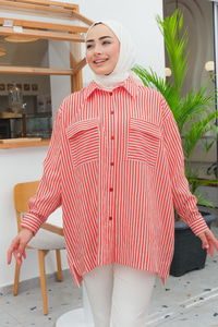 Çizgili Gömlek Kırmızı