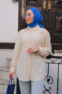 Çizgili Gömlek Krem