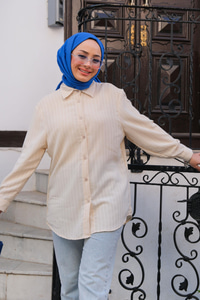 Çizgili Gömlek Krem