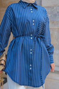 Çizgili Gömlek Lacivert