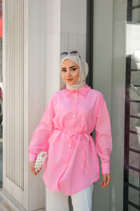 Çizgili Gömlek Pembe