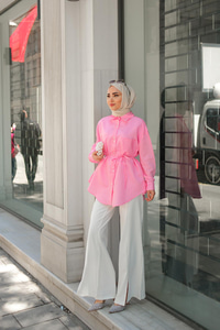 Çizgili Gömlek Pembe