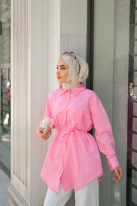 Çizgili Gömlek Pembe