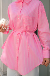 Çizgili Gömlek Pembe