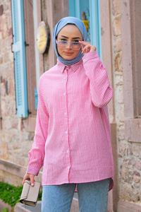 Çizgili Gömlek Pembe
