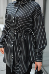 Çizgili Gömlek Siyah