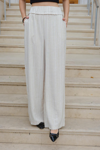 Çizgili Pantolon Bej