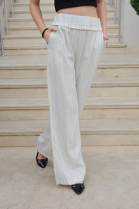 Çizgili Pantolon Bej