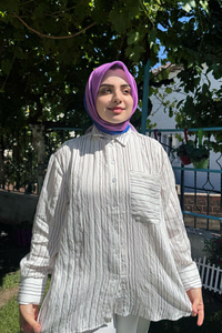 Çizgili Salaş Gömlek Bordo-Beyaz