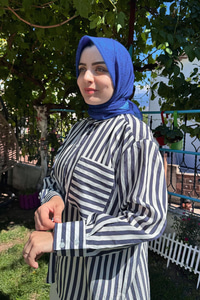 Çizgili Salaş Gömlek Lacivert