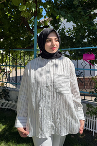 Çizgili Salaş Gömlek Siyah-Beyaz
