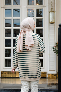 Çizgili Salaş Tunik  Yeşil