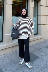 Çizgili Şardonlu Sweat Bordo