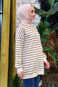 Uygun Fiyatlı CIZGILI SWEAT HAKI YESIL | Loccomoda.com 