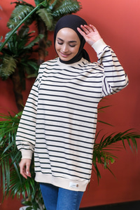 Uygun Fiyatlı CIZGILI SWEAT SIYAH | Loccomoda.com 