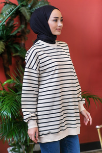 Uygun Fiyatlı CIZGILI SWEAT SIYAH | Loccomoda.com 