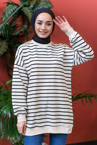 Uygun Fiyatlı CIZGILI SWEAT SIYAH | Loccomoda.com 