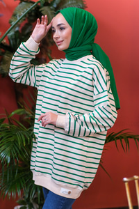 Uygun Fiyatlı CIZGILI SWEAT YESIL | Loccomoda.com 
