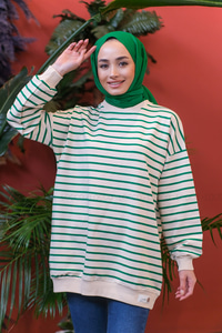 Uygun Fiyatlı CIZGILI SWEAT YESIL | Loccomoda.com 