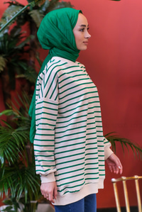 Uygun Fiyatlı CIZGILI SWEAT YESIL | Loccomoda.com 