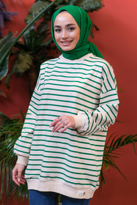 Uygun Fiyatlı CIZGILI SWEAT YESIL | Loccomoda.com 