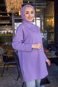 Uygun Fiyatlı CIZGILI TUNIK  MOR | Loccomoda.com 