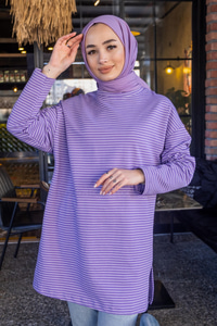 Uygun Fiyatlı CIZGILI TUNIK  MOR | Loccomoda.com 